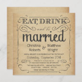 Rustikales Vintages Parchment Hochzeitseinladungen Einladung (Vorne/Hinten)