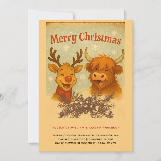 Rustikales Vintages Party Einladung (Vorderseite)