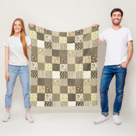 Rustikales Vintages Patchwork Beige Brown Quilt Mu Fleecedecke