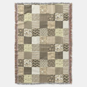 Rustikales Vintages Patchwork Beige Quilt Muster Decke (Vorderseite Vertikal)
