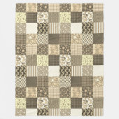Rustikales Vintages Patchwork Beige Quilt Muster Fleecedecke (Vorderseite)