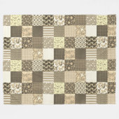 Rustikales Vintages Patchwork Beige Quilt Muster Fleecedecke (Vorderseite (Horizontal))