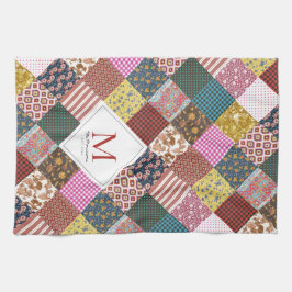 Rustikales Vintages Patchwork Quilt Muster Monogra Geschirrtuch
