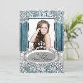 Rustikales Vintages Perlace & Foto aus Holz Sweet  Einladung (Stehend Vorderseite)