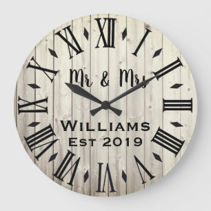 Rustikales Vintages Personalisiertes Holz Custom L Große Wanduhr