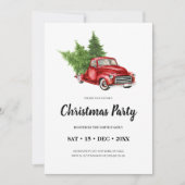 Rustikales Vintages Pine Tree Red Truck Weihnachts Einladung (Vorderseite)