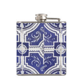 Rustikales Vintages portugiesisches Fliesenmuster Flachmann (Rückseite)