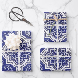 Rustikales Vintages portugiesisches Fliesenmuster  Geschenkpapier Set