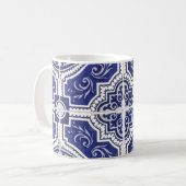 Rustikales Vintages portugiesisches Fliesenmuster Kaffeetasse (Vorderseite Links)