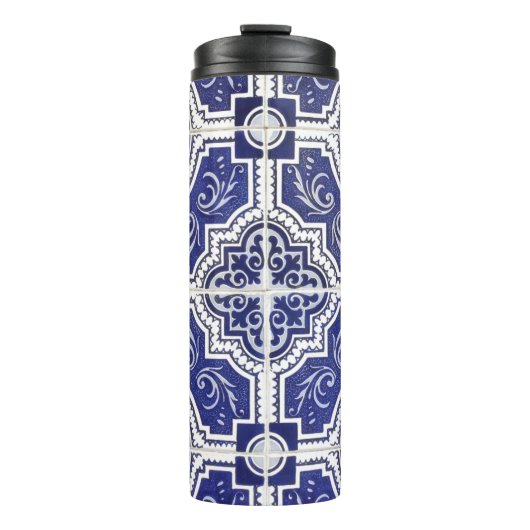 Rustikales Vintages portugiesisches Fliesenmuster  Thermosbecher (Vorderseite)