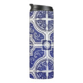 Rustikales Vintages portugiesisches Fliesenmuster  Thermosbecher (Nach rechts gedreht)