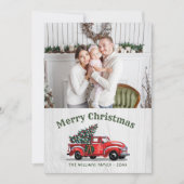 Rustikales Vintages Red Truck Foto Weihnachten (Vorderseite)