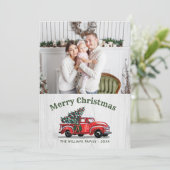 Rustikales Vintages Red Truck Foto Weihnachten (Stehend Vorderseite)
