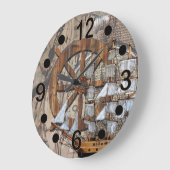 Rustikales Vintages Schiff der Zeit Große Wanduhr (Winkel)