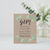 Rustikales Vintages Skripteinladungs-Budget Postkarte (Stehend Vorderseite)