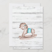 Rustikales Vintages Spielzeug, weiße Holzdusche Einladung (Rückseite)