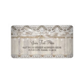 Rustikales, Vintages Spitzenholz-Hochzeitslabel Adressaufkleber (Vorne)