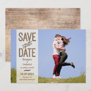 Rustikales Vintages Typografie-Foto Save the Date Einladung