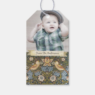 Rustikales Vintages Vogelmuster für Ihr Foto Geschenkanhänger