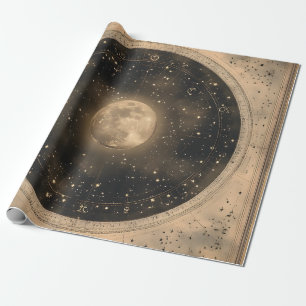 Rustikales Vintages Vollmond Celestial Design Geschenkpapier
