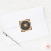 Rustikales Vintages Vollmond Celestial Design Quadratischer Aufkleber (Umschlag)