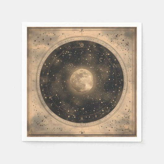 Rustikales Vintages Vollmond Celestial Design Serviette (Vorderseite)