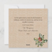 Rustikales Vintages Wald Burlap Feiertagskarte (Rückseite)