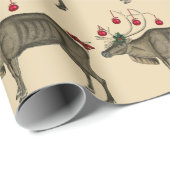 Rustikales Vintages Weihnachtsren (MED. Bild) Geschenkpapier (Rolleneckpunkt)