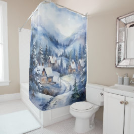 Rustikales Vintages Wintererlebnis Schneeschornste Duschvorhang