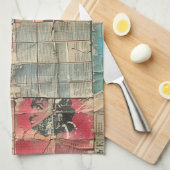 Rustikales Vintages Zeitungs-Patchwork-Collage (10 Geschirrtuch (Viertel Falte)