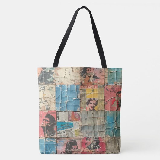 Rustikales Vintages Zeitungs-Patchwork-Collage (10 Tasche (Vorderseite)