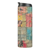 Rustikales Vintages Zeitungs-Patchwork-Collage (10 Thermosbecher (Nach rechts gedreht)