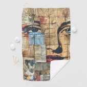 Rustikales Vintages Zeitungs-Patchwork-Collage (11 Golfhandtuch (Insitu)