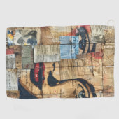 Rustikales Vintages Zeitungs-Patchwork-Collage (11 Golfhandtuch (Horizontal)