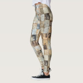 Rustikales Vintages Zeitungs-Patchwork-Collage (11 Leggings (Links)
