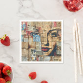 Rustikales Vintages Zeitungs-Patchwork-Collage (11 Serviette (Beispiel)