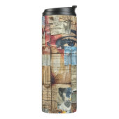 Rustikales Vintages Zeitungs-Patchwork-Collage (11 Thermosbecher (Nach links gedreht)
