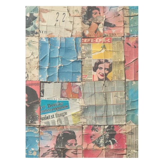 Rustikales Vintages Zeitungs-Patchwork-Collage (11 Tischdecke (Vorderseite)