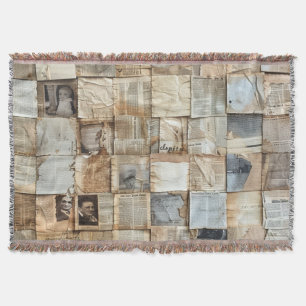 Rustikales Vintages Zeitungs-Patchwork-Collage (12 Decke