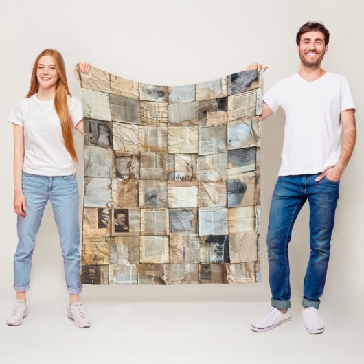 Rustikales Vintages Zeitungs-Patchwork-Collage (12 Fleecedecke (Beispiel)