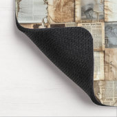 Rustikales Vintages Zeitungs-Patchwork-Collage (12 Mousepad (Ecke)