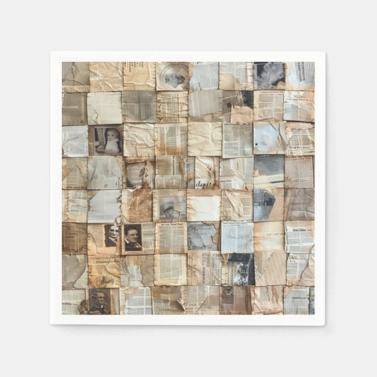 Rustikales Vintages Zeitungs-Patchwork-Collage (12 Serviette (Vorderseite)