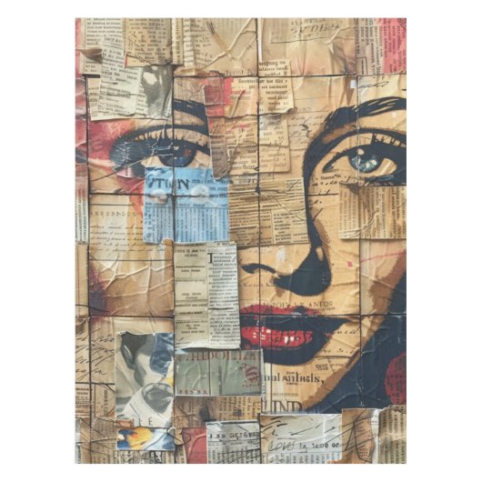 Rustikales Vintages Zeitungs-Patchwork-Collage (12 Tischdecke (Vorderseite)