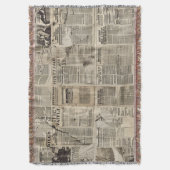 Rustikales Vintages Zeitungs-Patchwork-Collage (1) Decke (Vorderseite Vertikal)