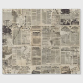 Rustikales Vintages Zeitungs-Patchwork-Collage (1) Geschenkpapier (Flach)