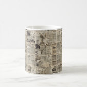 Rustikales Vintages Zeitungs-Patchwork-Collage (1) Kaffeetasse (Mittel)