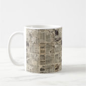 Rustikales Vintages Zeitungs-Patchwork-Collage (1) Kaffeetasse (Links)