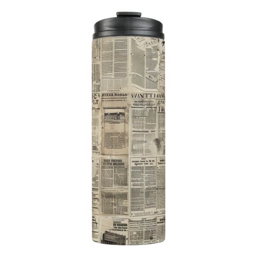 Rustikales Vintages Zeitungs-Patchwork-Collage (1) Thermosbecher (Vorderseite)