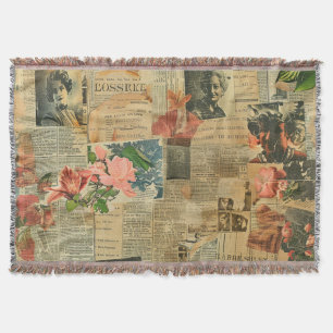 Rustikales Vintages Zeitungs-Patchwork-Collage (2) Decke