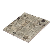 Rustikales Vintages Zeitungs-Patchwork-Collage (2) Fliese (Seite)